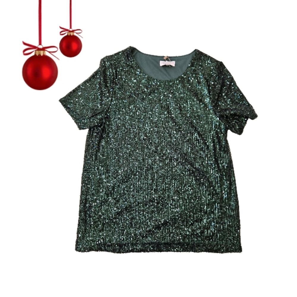 Emerald Green Sequin Tee